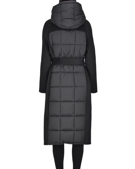 Pennyblack Black Wool-blend Cloth Insert Down Jacket
