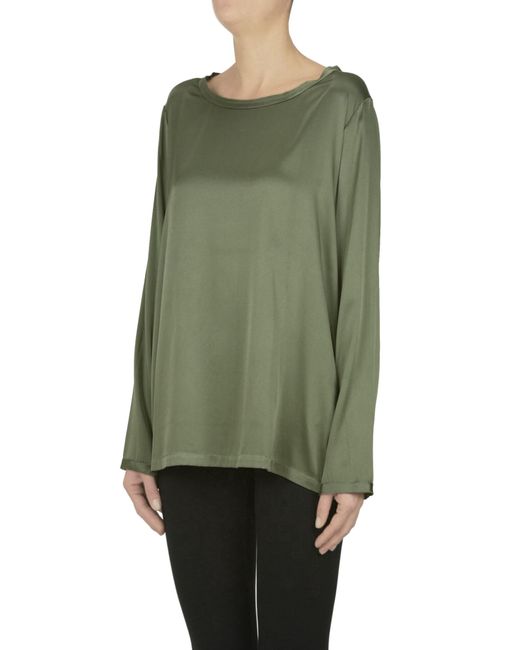 HER SHIRT HER DRESS Green Silk Blouse