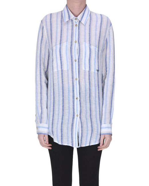 Fay White Striped Linen Shirt