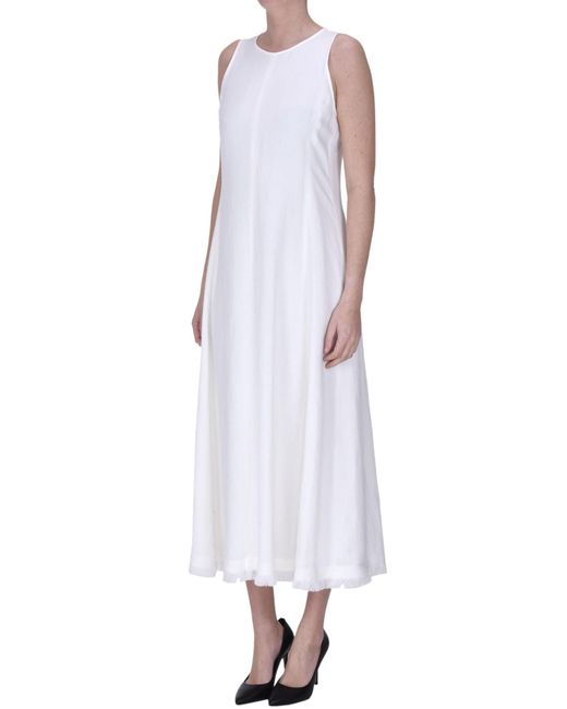 Antonelli White Viscose And Linen Dress