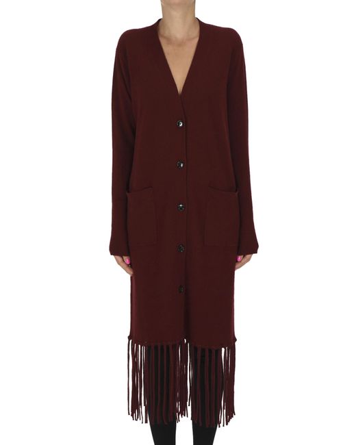 Allude Purple Fringed Maxi Cardigan