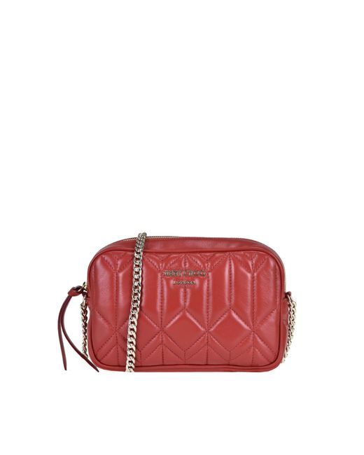 Jimmy Choo Red Quilted Leather Camera Bag