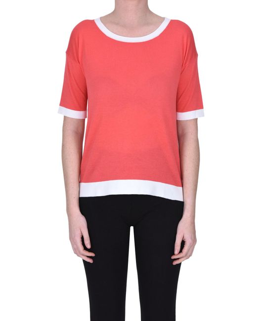 Anneclaire Red Contrasting Trims Pullover
