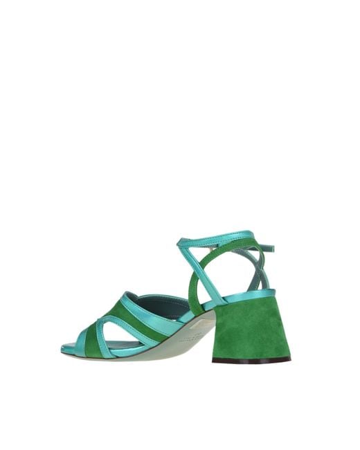 Paola D'arcano Green Suede And Leather Sandals