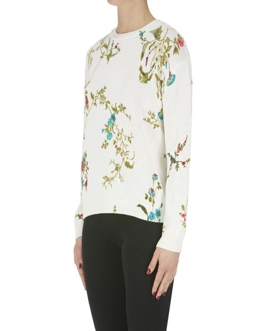 Semicouture White Flower Print Pullover