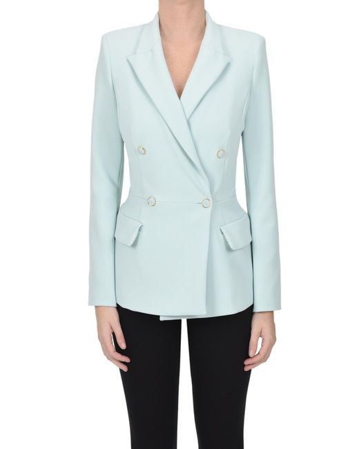 Elisabetta Franchi Blue Double-breasted Crepè Blazer