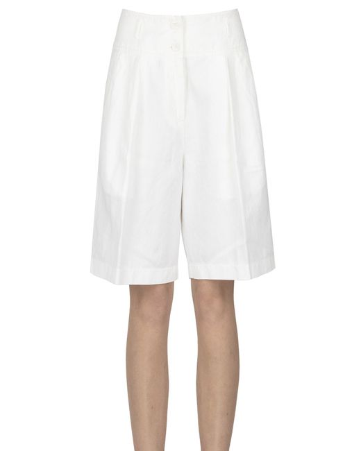 Shorts in lino e cotone di Aspesi in White