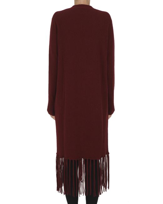 Allude Purple Fringed Maxi Cardigan