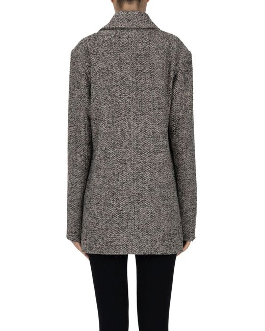 Mkt Studio Gray Double-breasted Herringbone Jacket