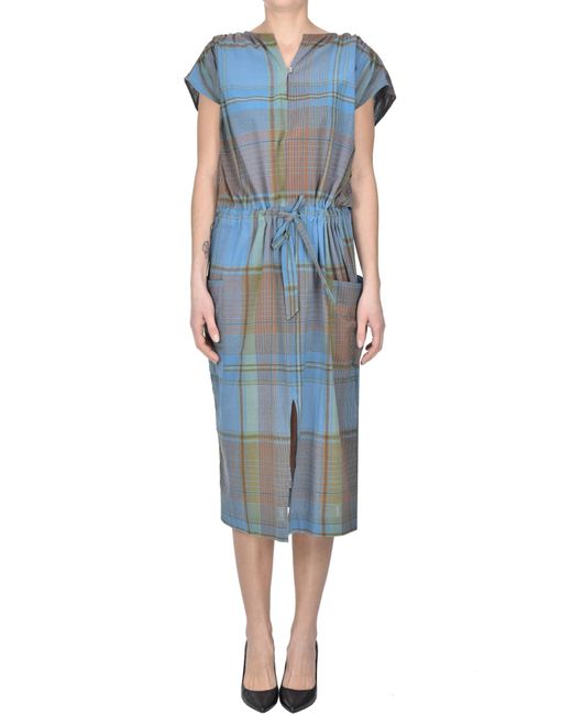 Abito in cotone stampa check di Moismont in Blue
