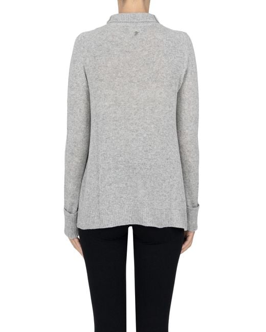 Dondup Gray Stand-up Collar Pullover