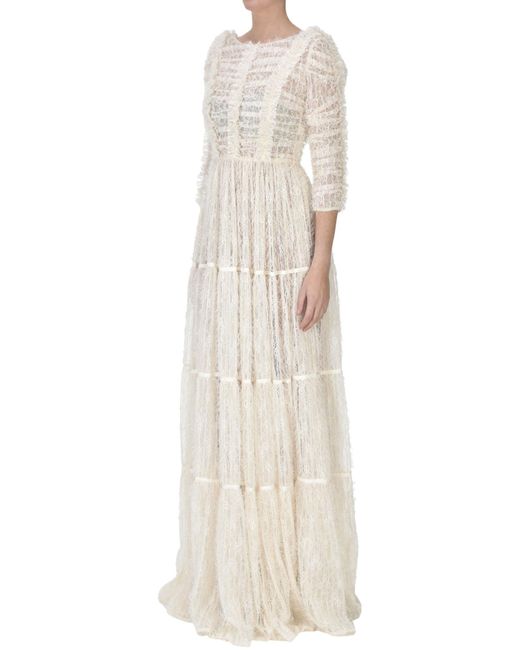 Elisabetta Franchi White Tulle And Lace Evening Dress