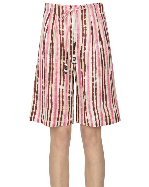 Maliparmi Red Printed Linen Bermuda