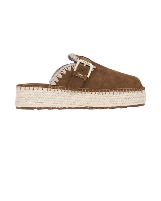 Mou Brown Jute Mules