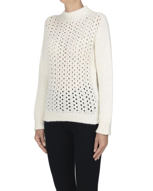 Dondup White Turtleneck Boxy Pullover