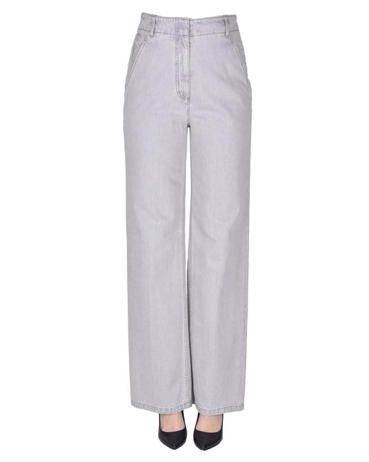 Tibi Gray Wide Leg Jeans