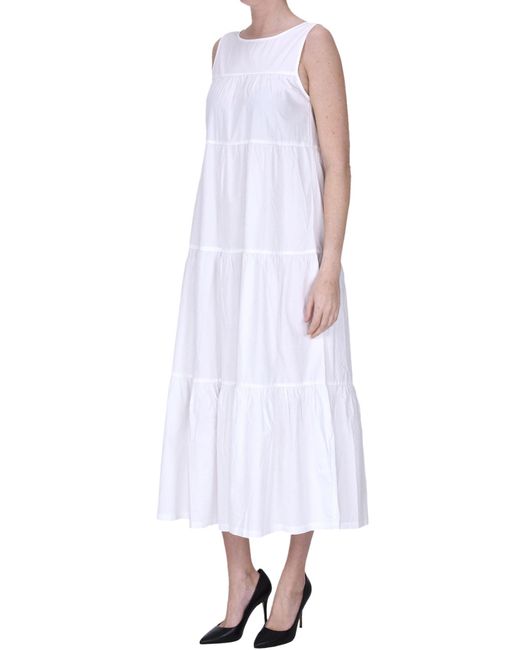 Sun 68 White Cotton Wide Dress