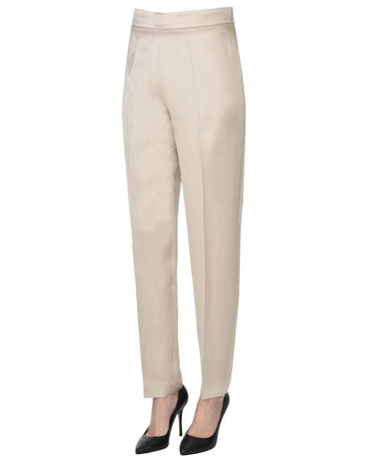 Antonelli Natural Viscose And Linen Trousers