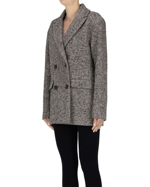 Mkt Studio Gray Double-breasted Herringbone Jacket