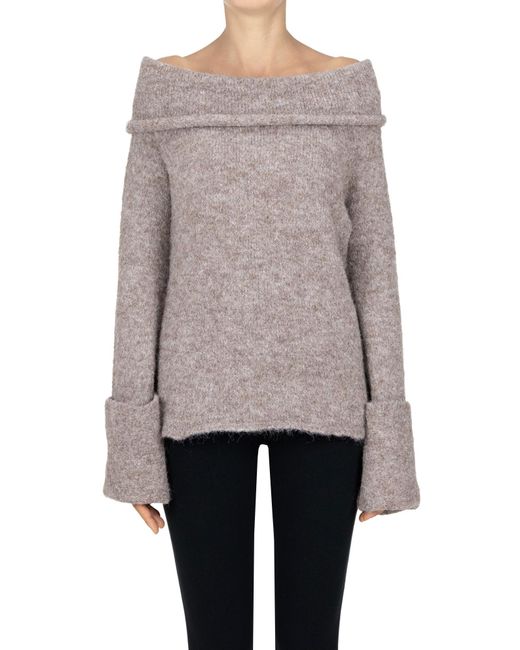 ELEH Gray Cow Neckline Pullover