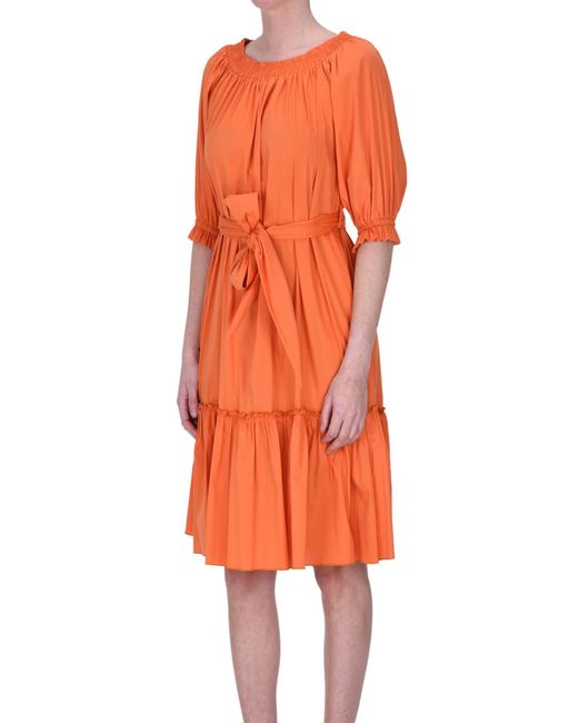 D.exterior Orange Popeline Cotton Dress