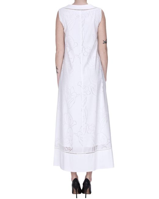 Clips White Flower Print Dress
