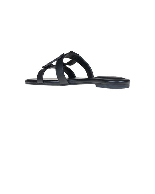 Simkahi Black Monogram Leather Slides