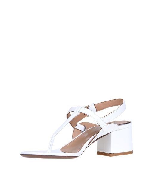 LAC White Leather Sandals