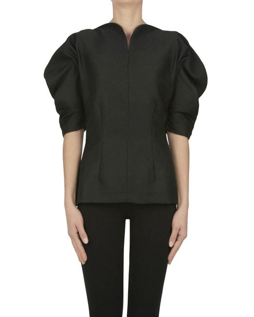 D'Estree Black Janet Crepè Top