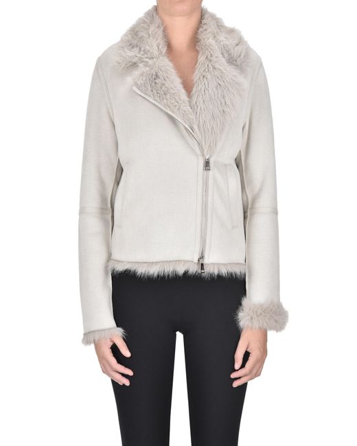 Betta Corradi White Biker Style Eco-suede Jacket