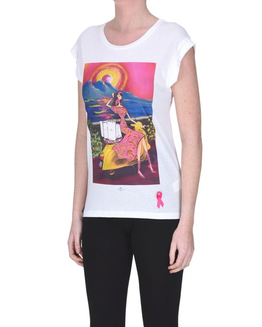 Nenette White Printed T-shirt With Strass