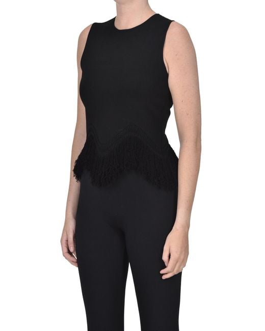 Ulla Johnson Black Fringed Knit Top