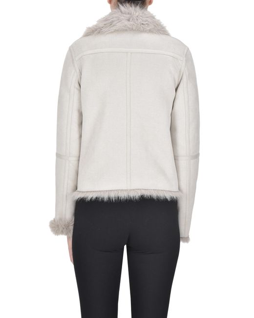 Betta Corradi White Biker Style Eco-suede Jacket