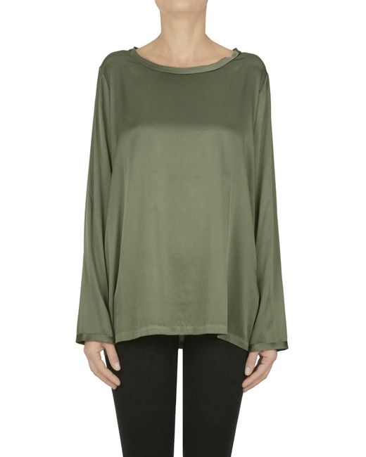 HER SHIRT HER DRESS Green Silk Blouse