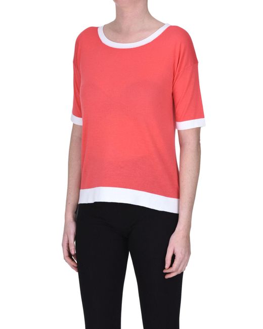 Anneclaire Red Contrasting Trims Pullover