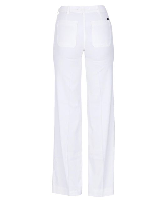 CIGALA'S White Linen-blend Wide Leg Jeans