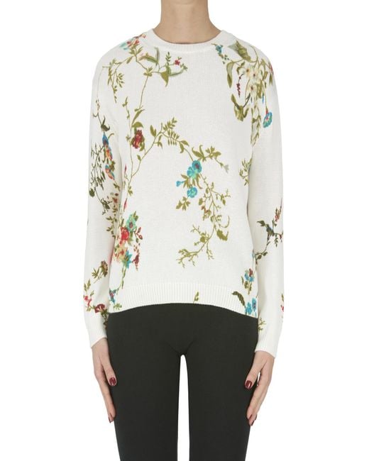Semicouture White Flower Print Pullover