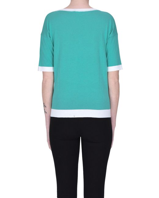 Anneclaire Blue Contrasting Trims Pullover