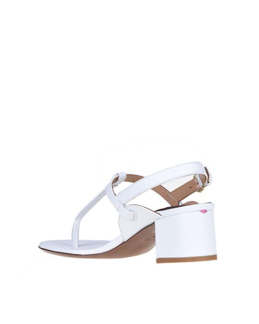 LAC White Leather Sandals
