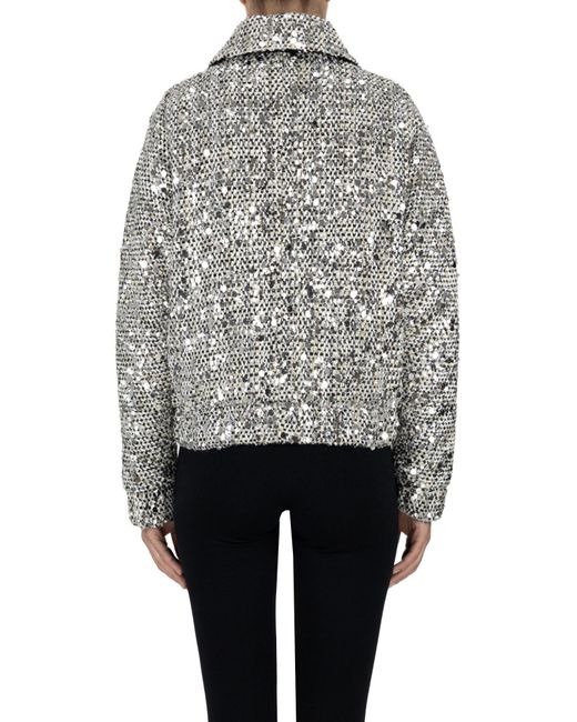 Add Gray Sequined Bouclè Down Jacket