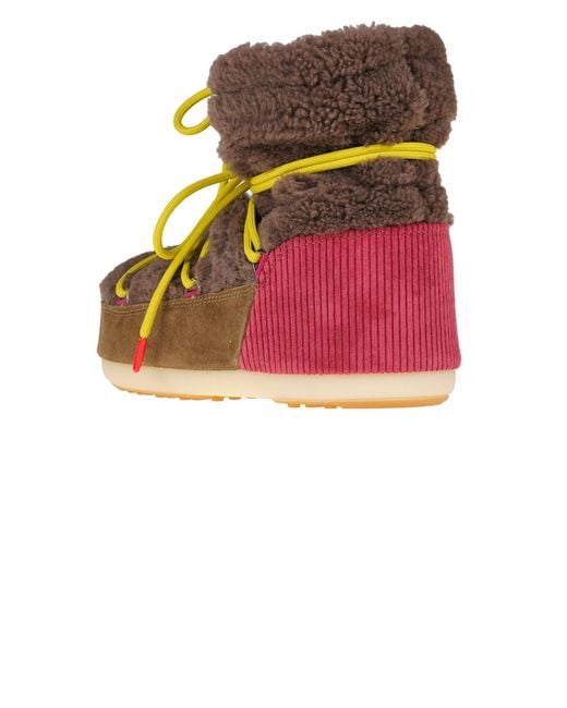 Moon Boot Brown Light Patch Shearling Winter Boots