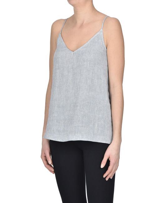 Attic And Barn White Metallic Effect Linen Top