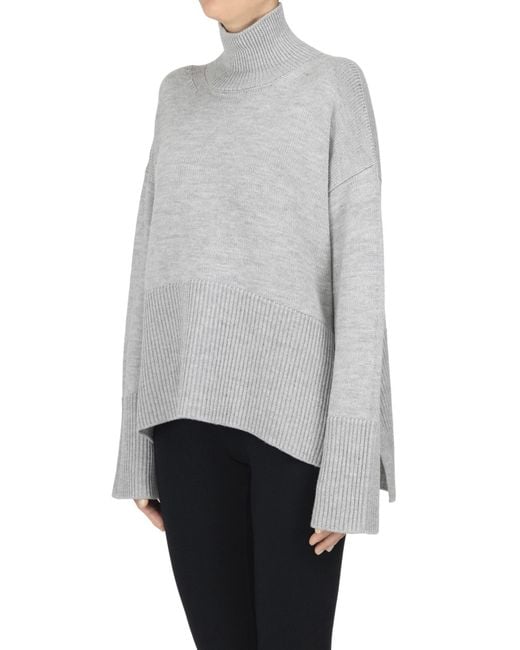 Dondup Gray Turtleneck Boxy Pullover