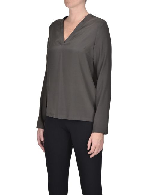 Camicettasnob Gray Silk Crepè Blouse