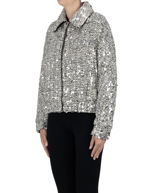 Add Gray Sequined Bouclè Down Jacket