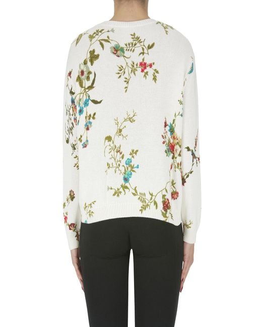 Semicouture White Flower Print Pullover
