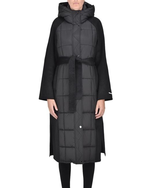 Pennyblack Black Wool-blend Cloth Insert Down Jacket