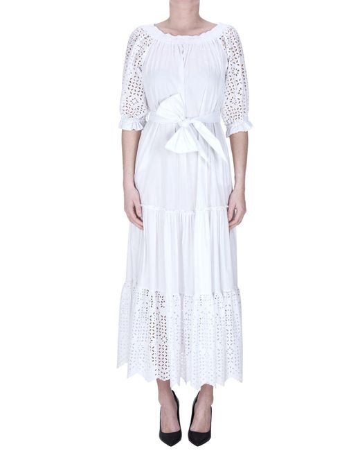 D.exterior White Sangallo Lace Inserts Dress