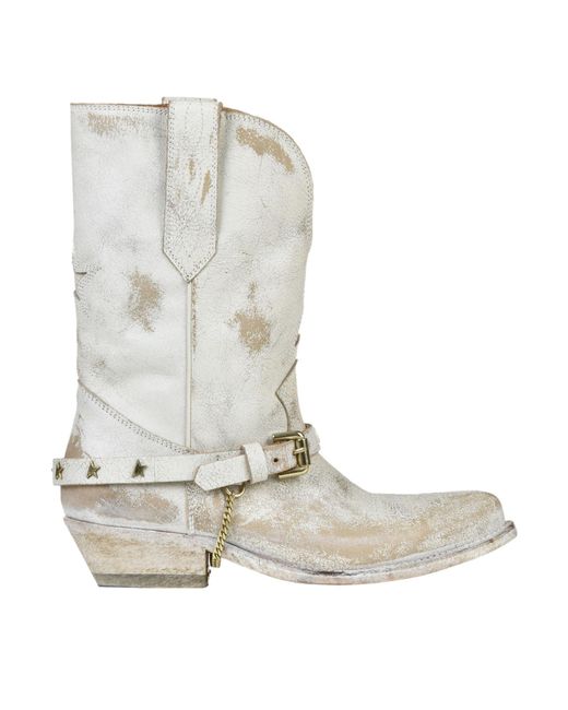 Golden Goose Deluxe Brand White Wish Star Texan Boots