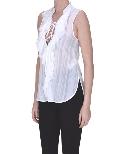 Dondup White Ruched Blouse